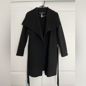 Tahari tie belt wool coat